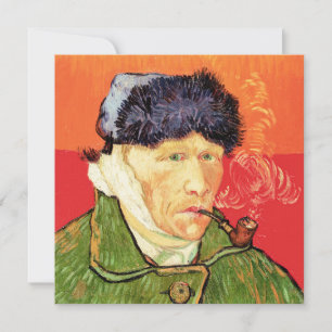 Van Gogh - Zelfportret met verbonden oor en pijp Bedankkaart