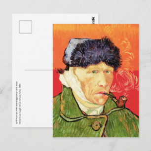 Van Gogh - Zelfportret met verbonden oor en pijp Briefkaart