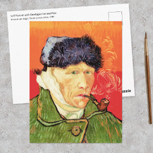 Van Gogh - Zelfportret met verbonden oor en pijp Briefkaart