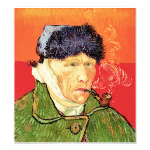 Van Gogh - Zelfportret met verbonden oor en pijp Foto Afdruk