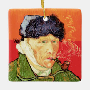 Van Gogh - Zelfportret met verbonden oor en pijp Keramisch Ornament