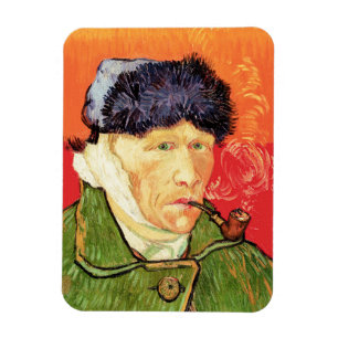 Van Gogh - Zelfportret met verbonden oor en pijp Magneet