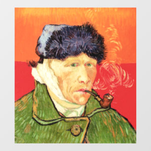 Van Gogh - Zelfportret met verbonden oor en pijp Raamsticker