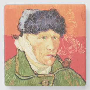 Van Gogh - Zelfportret met verbonden oor en pijp Stenen Onderzetter