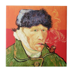 Van Gogh - Zelfportret met verbonden oor en pijp Tegeltje