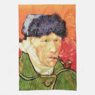 Van Gogh - Zelfportret met verbonden oor en pijp Theedoek