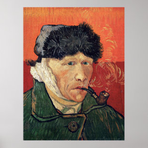 Van Gogh - Zelfportret met verbonden oor Poster