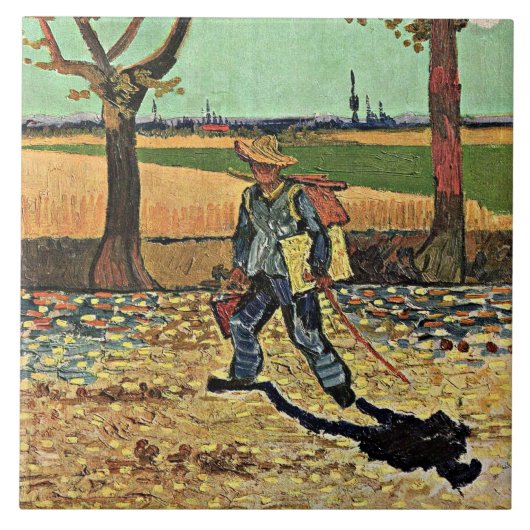 Van Gogh: Zelfportret op de weg Tarascon Tegeltje (Voorkant)