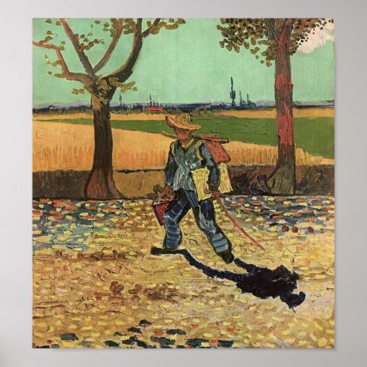 Van Gogh - Zelfportret op weg naar Tarascon Poster (Voorkant)