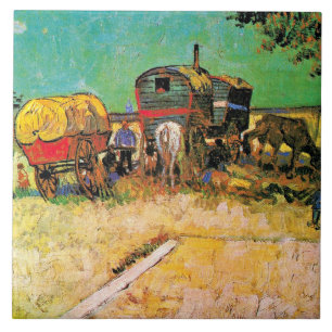 Van Gogh - Zigeunerkamp met paard en kar Tegeltje