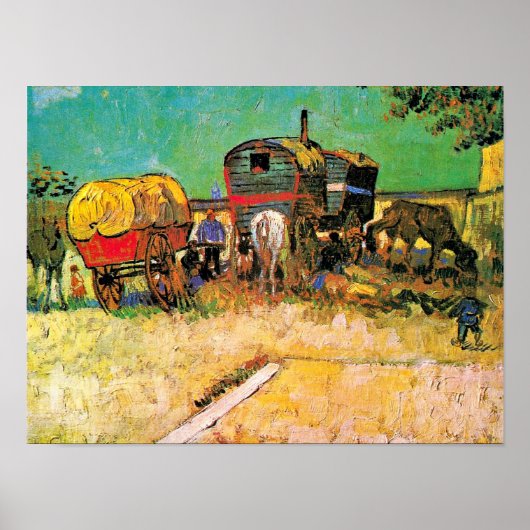 Van Gogh - Zigeunerkamp met paard en wagen Poster (Voorkant)