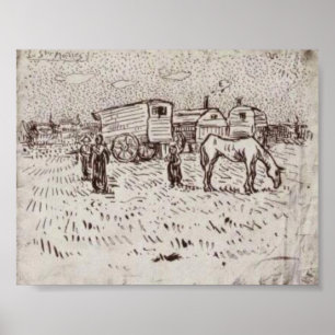 Van Gogh - zigeuners bij Saintes-Maries Poster