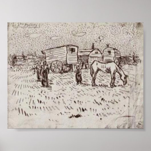 Van Gogh - zigeuners bij Saintes-Maries Poster (Voorkant)