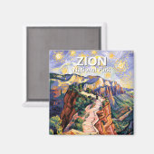 Van Gogh Zion Angels Landing Hiking Trail Custom Magneet (Voorkant / Achterkant)