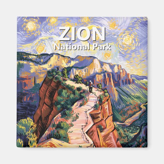 Van Gogh Zion Angels Landing Hiking Trail Custom Magneet (Voorkant)