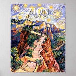 Van Gogh Zion Angels Landing Wandelroute Aangepast Poster