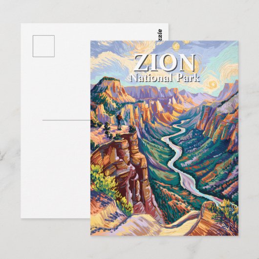 Van Gogh Zion National Park Canyon River Hiking Briefkaart (Voorkant / Achterkant)