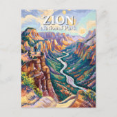 Van Gogh Zion National Park Canyon River Hiking Briefkaart (Voorkant)