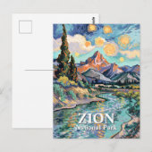 Van Gogh Zion Watchman Virgin River Sunset Custom Briefkaart (Voorkant / Achterkant)