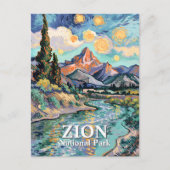 Van Gogh Zion Watchman Virgin River Sunset Custom Briefkaart (Voorkant)