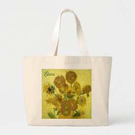 Van Gogh Zonnebloem Kunstschilderij Grote Tote Bag