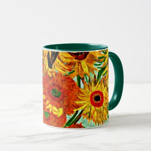 Van Gogh - Zonnebloemen 12 Mok met tweetone koffie (Voorkant rechts)