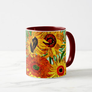 Van Gogh - Zonnebloemen 12 Mok met tweetone koffie