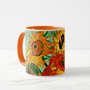 Van Gogh - Zonnebloemen 12 Mok met tweetone koffie