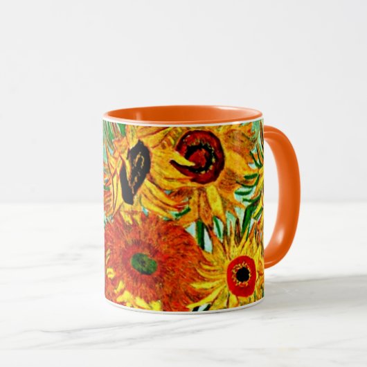 Van Gogh - Zonnebloemen 12 Mok met tweetone koffie (Voorkant rechts)