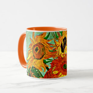 Van Gogh - Zonnebloemen 12 Tweekleurige koffiemok Mok