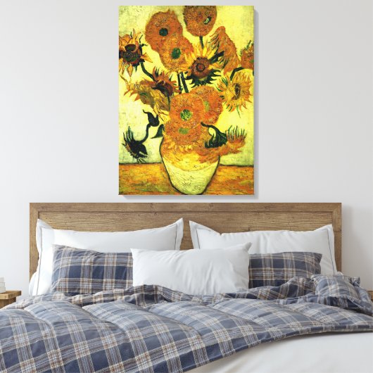 Van Gogh - Zonnebloemen 14, beroemd schilderij Canvas Afdruk (Insitu (Slaapkamer))