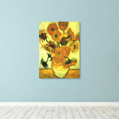Van Gogh - Zonnebloemen 14, beroemd schilderij Canvas Afdruk (Insitu (Houten vloer))