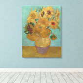 Van Gogh - Zonnebloemen, 3e versie, herhaling Canvas Afdruk (Insitu (Houten vloer))