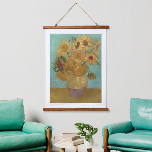 Van Gogh - Zonnebloemen, 3e versie, herhaling Hangend Wandkleed (Woonkamer)