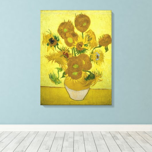 Van Gogh - Zonnebloemen, 4e versie, herhaling Canvas Afdruk (Insitu (Houten vloer))