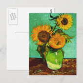 Van Gogh - Zonnebloemen, Drie Briefkaart (Voorkant / Achterkant)