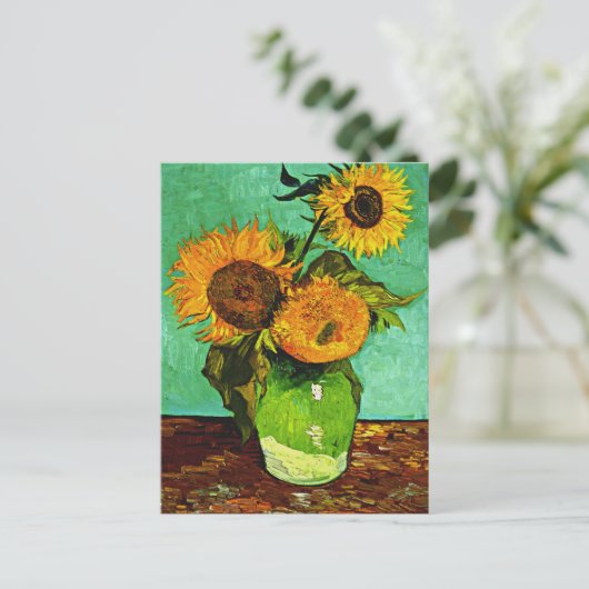 Van Gogh - Zonnebloemen, Drie, Briefkaart (Staand voorkant)