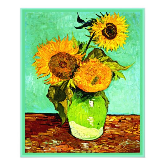 Van Gogh - Zonnebloemen, Drie, Fotoprint Foto Afdruk (Voorkant)
