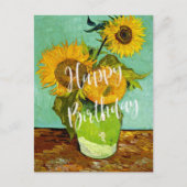 Van Gogh - Zonnebloemen, Drie, Gefeliciteerd! Briefkaart (Voorkant)