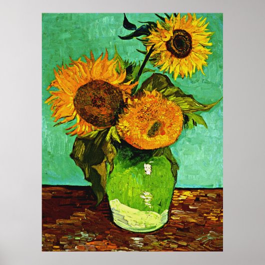 Van Gogh - Zonnebloemen, Drie, Poster (Voorkant)