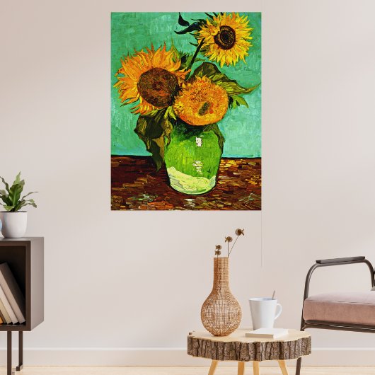 Van Gogh - Zonnebloemen, Drie, Poster (Woonkamer 3)