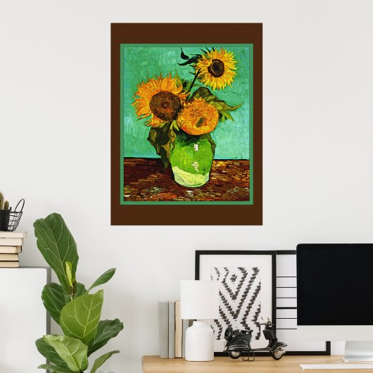 Van Gogh - Zonnebloemen, Drie, Poster (Thuiskantoor)