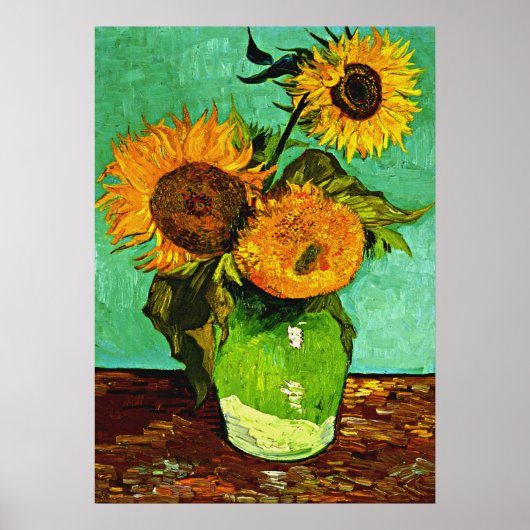 Van Gogh - Zonnebloemen, Drie Poster (Voorkant)