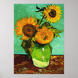 Van Gogh - Zonnebloemen, Drie Poster