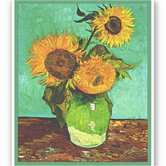 Van Gogh - Zonnebloemen (drie) Sticker (Voorkant)