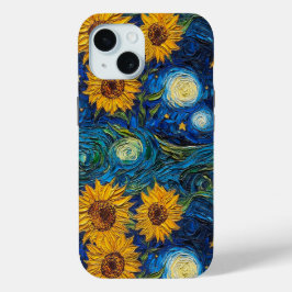 Van Gogh Zonnebloemen en sterrennacht iPhone 15 Case