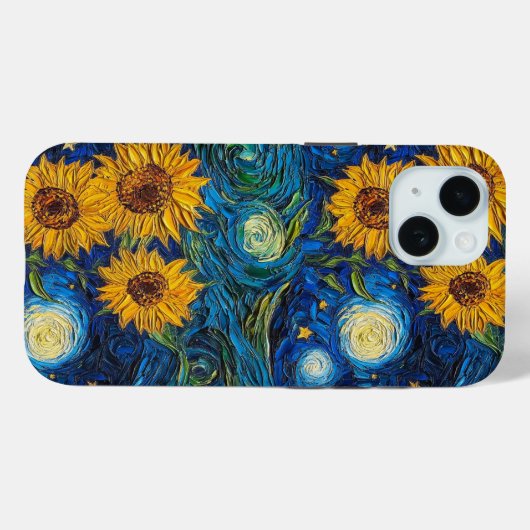 Van Gogh Zonnebloemen en sterrennacht Case-Mate iPhone Case (Achterkant (horizontaal))