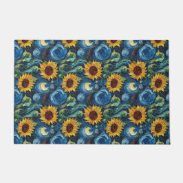 Van Gogh Zonnebloemen en sterrennacht Deurmat