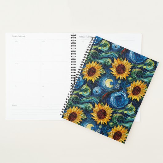 Van Gogh Zonnebloemen en sterrennacht Planner (Display)