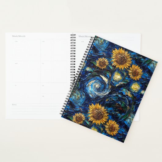 Van Gogh Zonnebloemen en sterrennacht Planner (Display)